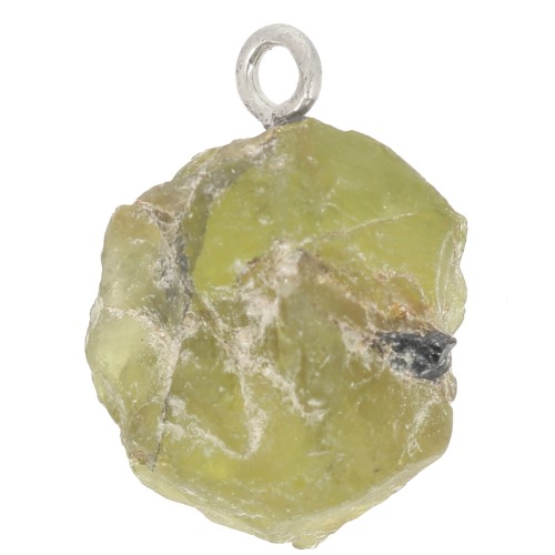 Colgante de piedra en bruto - piedra de nacimiento de agosto - Plata de ley 925 - Peridoto x1