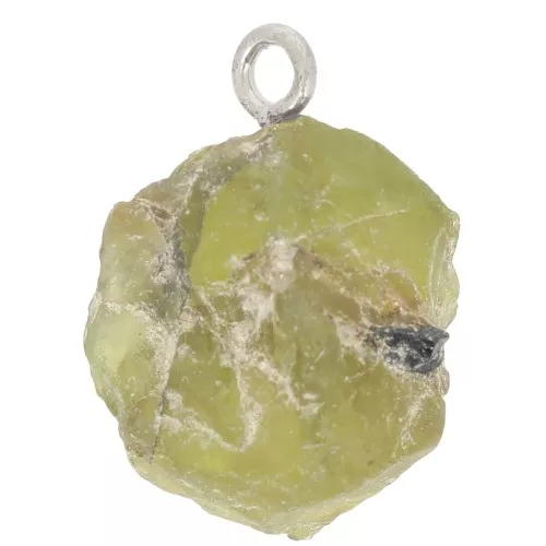 Colgante de piedra en bruto - piedra de nacimiento de agosto - Plata de ley 925 - Peridoto x1
