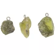 Colgante de piedra en bruto - piedra de nacimiento de agosto - Plata de ley 925 - Peridoto x1