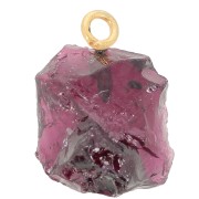 Colgante de piedra en bruto - Piedra natal de enero - Dorado con oro fino - Granate x1|raw }}