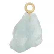 Colgante de piedra en bruto - Piedra natal de Marte - dorado fino - Aguamarina x1