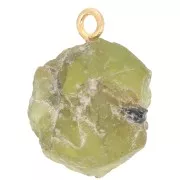 Colgante de piedra en bruto - Piedra de nacimiento de agosto - Dorado fino - Peridoto x1