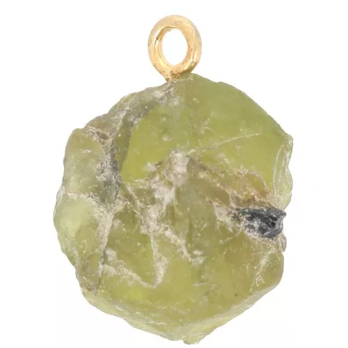 Colgante de piedra en bruto - Piedra de nacimiento de agosto - Dorado fino - Peridoto x1