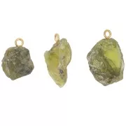 Colgante de piedra en bruto - Piedra de nacimiento de agosto - Dorado fino - Peridoto x1