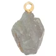 Colgante de piedra en bruto - piedra de nacimiento Septiembre Dorado fino dorado Labradorita x1
