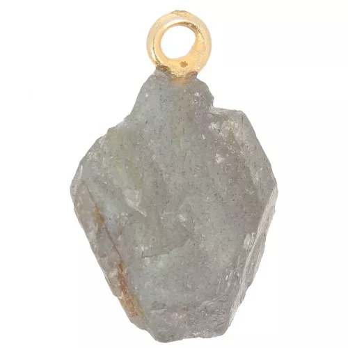 Colgante de piedra en bruto - piedra de nacimiento Septiembre Dorado fino dorado Labradorita x1