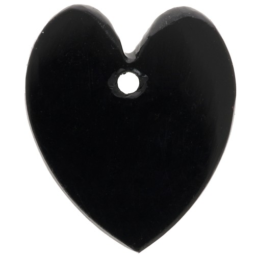 Colgante corazón plano 19x16 mm - Ónix negro x1