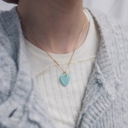 Colgante corazón plano 19x16 mm - Ónix negro x1