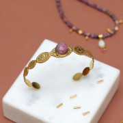 Cabujón redondo facetado de piedra preciosa de 10 mm - Rodonita x1