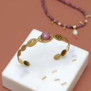 Cabujón redondo facetado de piedra preciosa de 10 mm - Rodonita x1