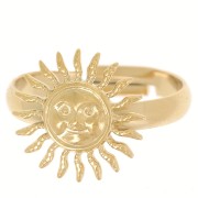 Anillo de sol ajustable - motivo facial - Acero inoxidable 304L Dorado x1|raw }}