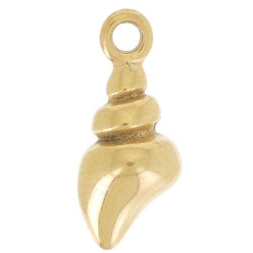 Dije de Concha 14x6 mm - Dorado 316L Acero Inoxidable x1