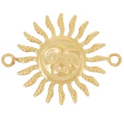 Entrepieza motivo cara sol - 2 anillos - 18x14 mm - Acero inoxidable 304L Dorado x1|raw }}