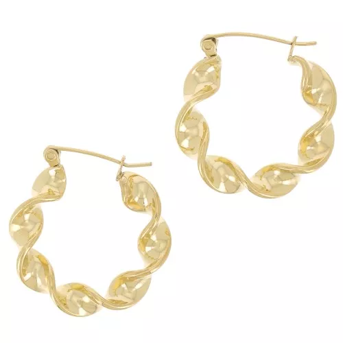 Pendientes de aro retorcido - 26 mm - Acero inoxidable 316L dorado x2