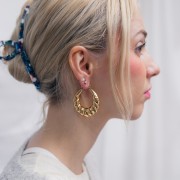 Aros retorcidos curvos - 40 mm - Acero inoxidable dorado 316L x2