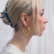 Aros retorcidos curvos - 40 mm - Acero inoxidable dorado 316L x2