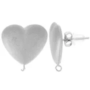 Pendientes de corazón efecto satinado 16x17 mm Acero inoxidable 316L x2