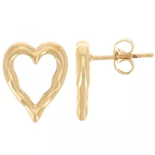 Pendientes corazón 14x11 mm - Chapado de oro 3 micras x2