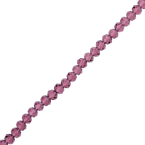 Cuentas facetadas redondas - aplanadas redondas - 6x5 mm Amatista x40cm