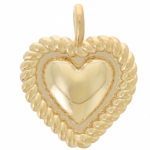 Colgante corazón trabajado 13x10 mm - chapado en oro de 3 micras x1