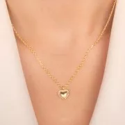 Colgante corazón trabajado 13x10 mm - chapado en oro de 3 micras x1