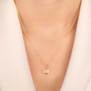 Colgante de corazón con motivo de ojo de 11 mm con óxido de circonio - chapado en oro de 3 micras x1