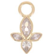 Colgante pétalo 18x11 mm con óxidos de circonio - chapado en oro de 3 micras x1|raw }}