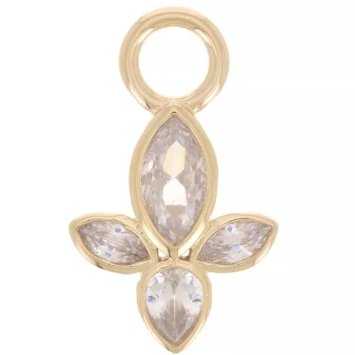 Colgante pétalo 18x11 mm con óxidos de circonio - chapado en oro de 3 micras x1