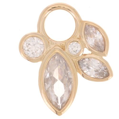 Colgante Orquídea 13x10 mm con óxidos de circonio - chapado en oro de 3 micras x1