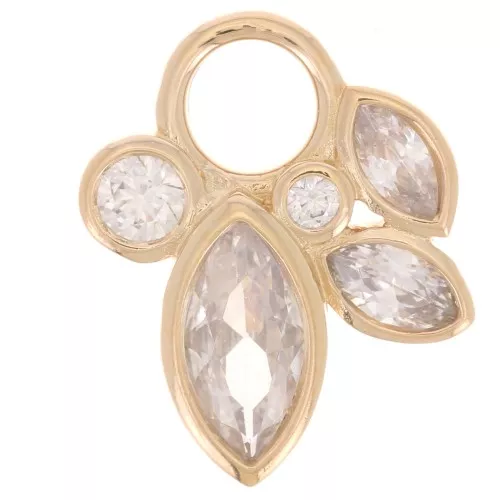 Colgante Orquídea 13x10 mm con óxidos de circonio - chapado en oro de 3 micras x1