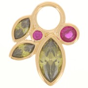 Colgante Orquídea 13x10 mm con óxidos de circonio chapados en oro de 3 micras - Verde x1