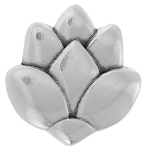 Cuenta pasante slider flor de loto para cordón 10 mm Chapado Plateado envejecidox1