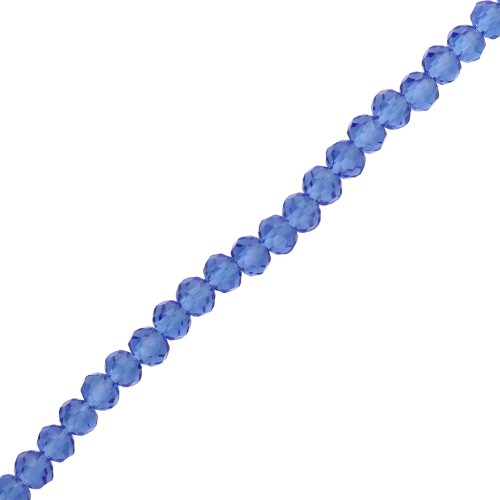Cuentas redondas facetadas —redondas aplanadas— 4,5 x 3,5 mm, zafiro, 40 cm