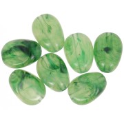 Cuentas acrílicas planas irregulares 18x13 mm - Verde musgo jaspeado x10