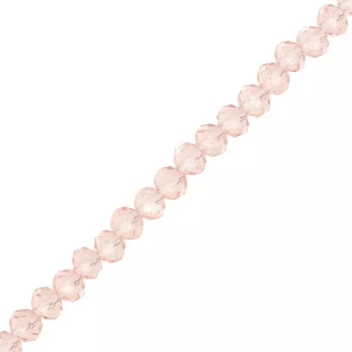 Cuentas facetadas redondas - aplanadas redondas - 4x3,5 mm Light rose x40cm