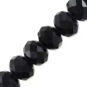 Redondas planas facetadas 6x4 mm Jet x40cm