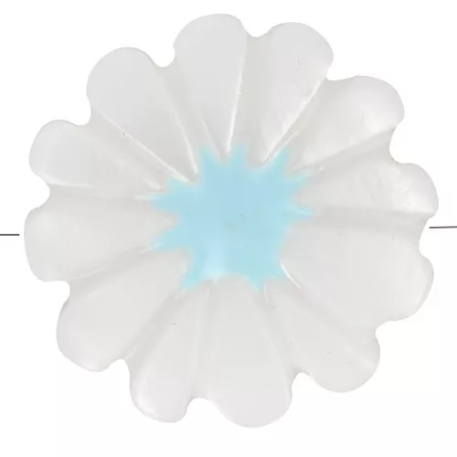 Cuenta flor margarita 12 mm nácar - Blanco - Azul x1