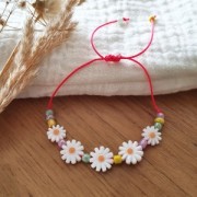 Cuenta flor margarita 12 mm nácar - Blanco - Azul x1