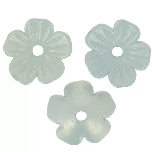Cascillas flores 11 mm acrílico - Azul gris iridiscente x12