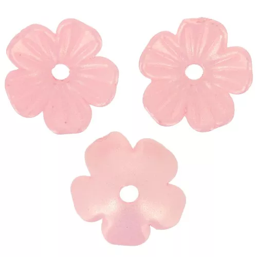 Cascillas flores 11 mm acrílico - Rosa iridiscente x12