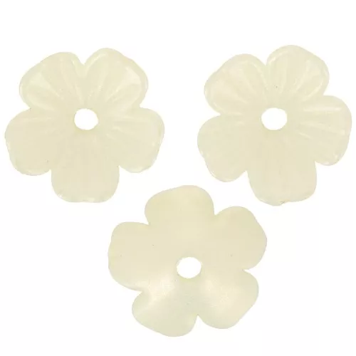 Cascillas flores 11 mm acrílico - Amarillo claro iridiscente x12
