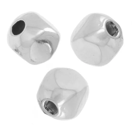 Cuentas facetadas en forma de cubo - 2,5 mm - Plateado x50