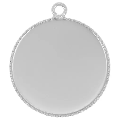 Engaste colgante para cabujón base plana 18 mm Plateado x1