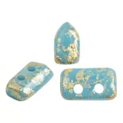 Cuentas de vidrio Piros® by Puca® 2x5 mm - Opaque Aqua Gold Splash x10g