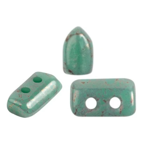 Perles en verre Piros® par Puca® 2x5 mm - Op Green Turquoise Red Terracotta x10g