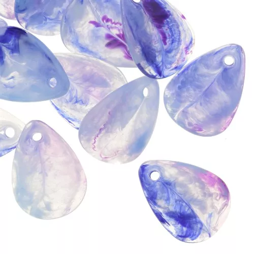 Lentejuelas de pétalos de flores curvados de 17 mm en acrílico - Azul Violeta Mármol x15