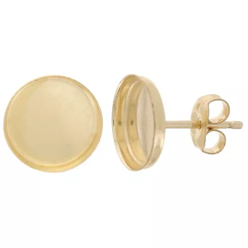 Pendientes cabujón redondo 8 mm - Gold Filled Dorado laminado x2