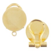 Pendientes clips disco plano 12 mm dorado con oro fino x2|raw }}