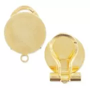 Pendientes clips disco plano 12 mm dorado con oro fino x2