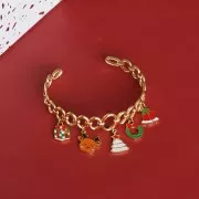 Charm de reno de Navidad 13x15 mm Resina epoxi Acero inoxidable 316L Dorado - Marrón x1